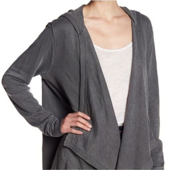 SUSINA Gray Drape Knit Hooded Cardigan size M - Picture 1 of 7